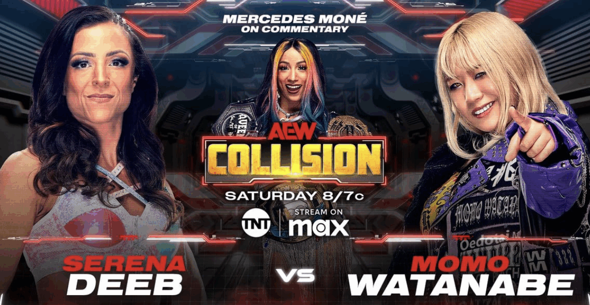 AEW Collision match graphic for spoilers from 3/8